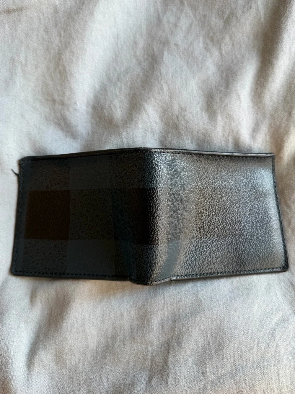 Coach Men's Black and Blue Plaid Leather Bifold Wallet
